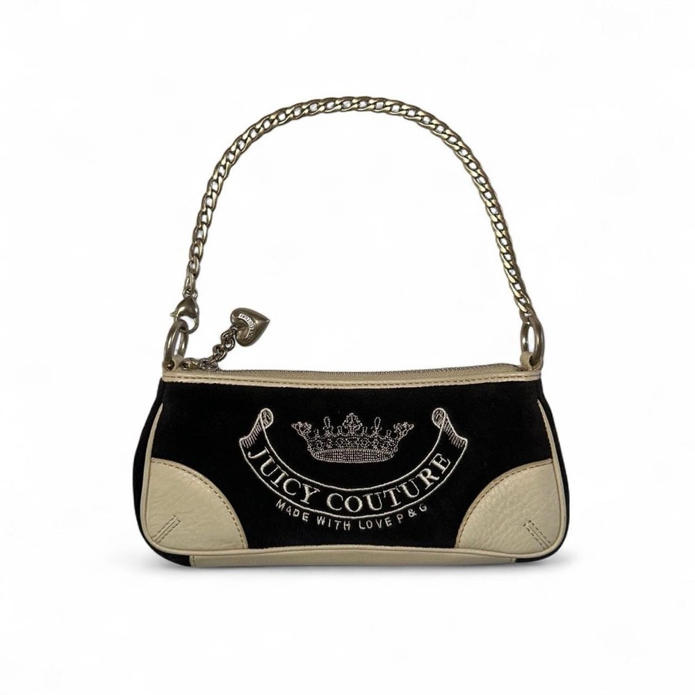 Juicy Couture Vintage Velour Mini Shoulder Bag Baguette Brown Y2K Rare